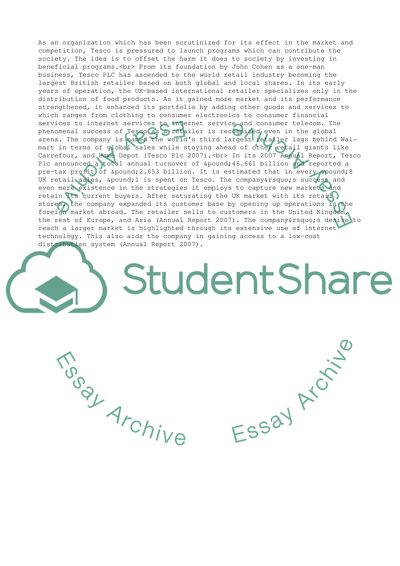 Tesco Plc in a Social Perspective