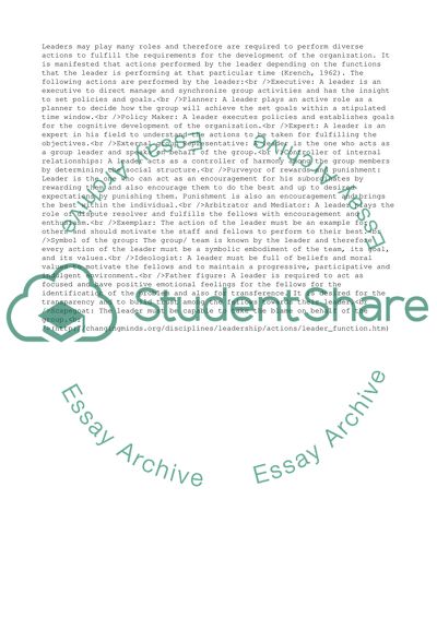 Leadership and Action