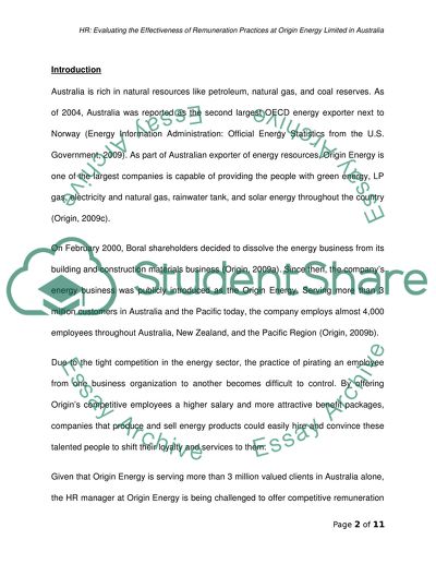 The Effectiveness of Remuneration Practices at Origin Energy Limited in Australia