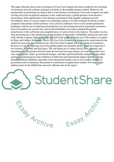 Changing Business Environment of Coca-Cola Company