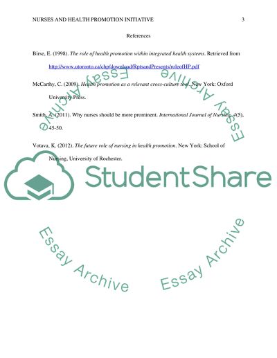 Nurses Role in Communication of Health Promotion Initiative