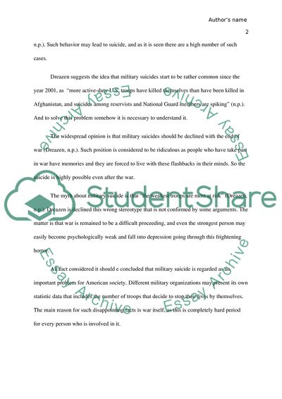 Military Suicides as a Relevant Problem