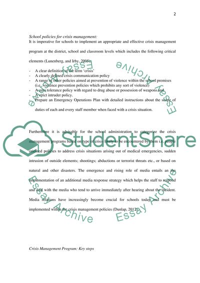 School Policy and School Crisis Management