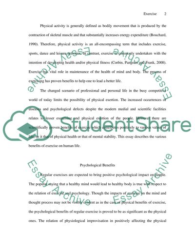 Benefits of Exercise on Human Life