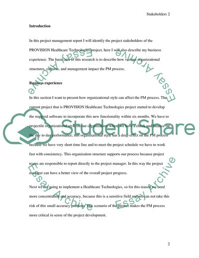 Identifying Stakeholders and Developing Charter