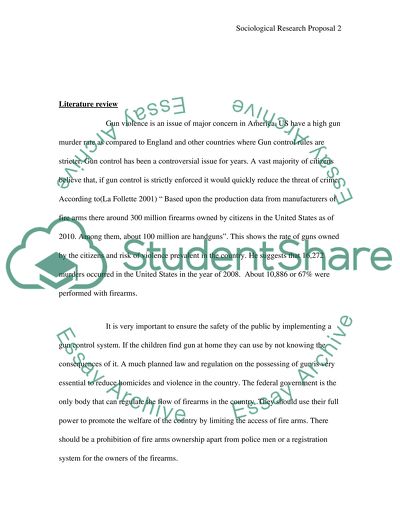 Socciological Reasearch Proposal- Violence and gun control