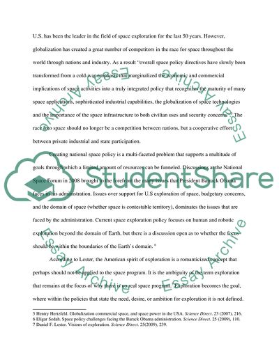 Contributing factors/components of national space policy