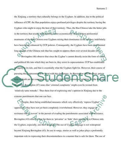 The not so silent majority: Uyghur Resistance to Han Rule in Xinjiang