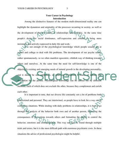 My Own Career in Psychology