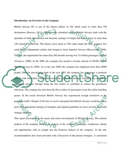 Strategic Management of British Airways