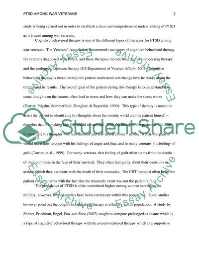 War Veterans Treatment by Cognitive Behavior Therapy