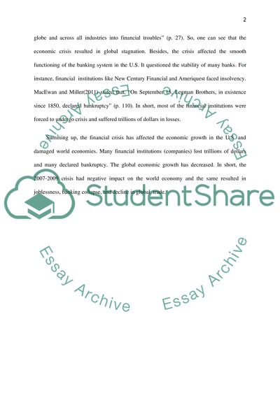 2007-2009 Financial Crisis