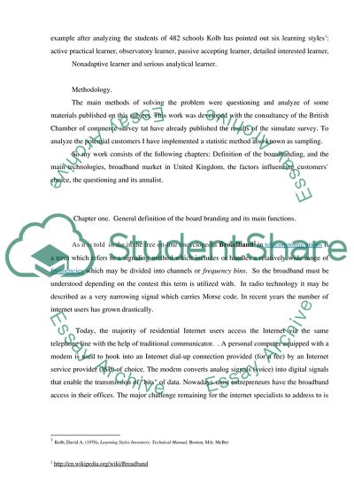 Consumer Behavior in the UK Broadband Market: Choosing Supplier
