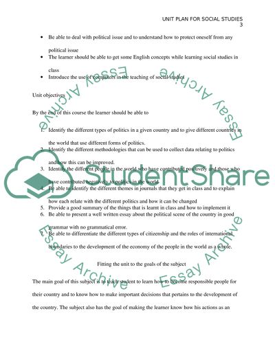 Unit Plan for English learners