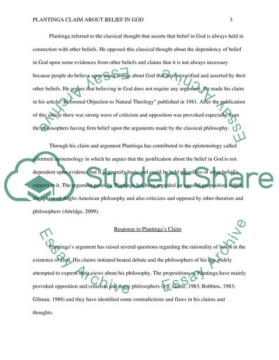 Plantigas Claim About Belief in God