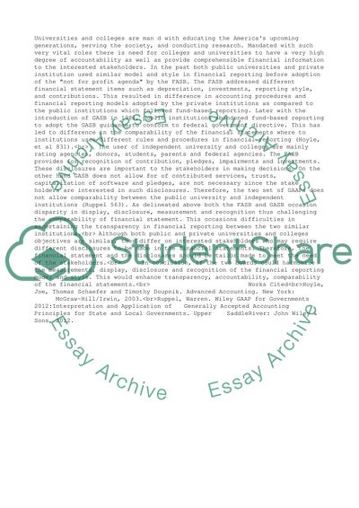 Are two sets of GAAP really needed for Colleges and Universities