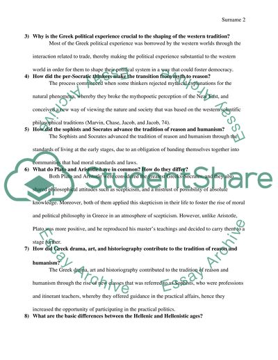 Answering 10 questions regarding the Greeks from myth to reason