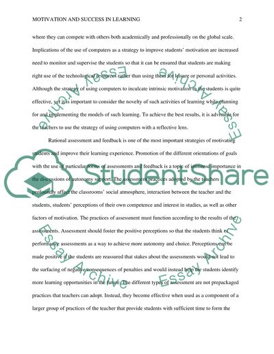 Motivation and success in learning