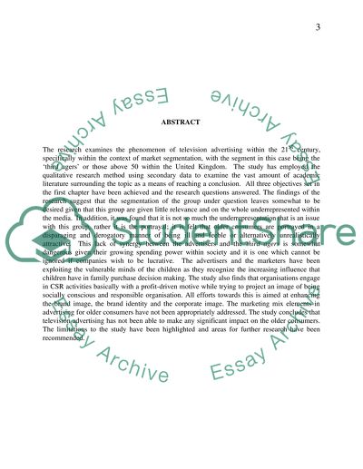 The effects of TV Advertising on older consumer behaviour over 50 years in the United Kingdom