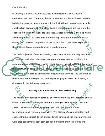 History and Evolution of Cost Estimating