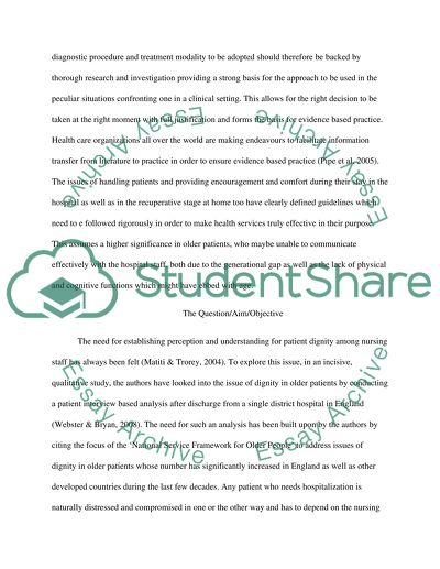 Patients Dignity in the Hospital Environment