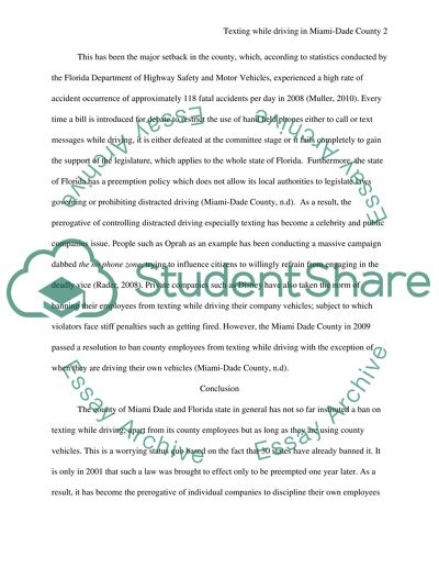 Texting while driving in Miami-Dade County