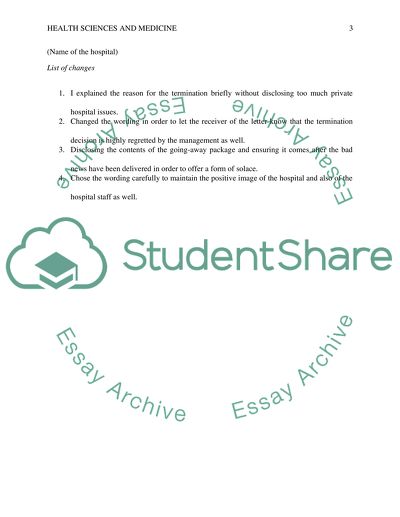 Writing a letter letting employees know of their termintion due to reduction of hospital staffing