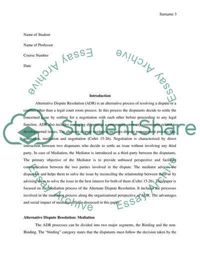Alternative Dispute Resolution - Mediation