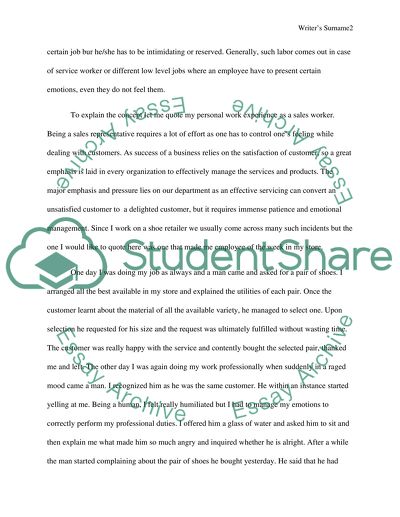 Emotional Labor: Management of Emotions