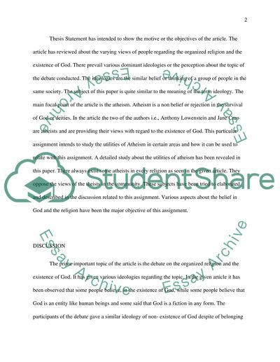 The Organized Religion and the Existence of God