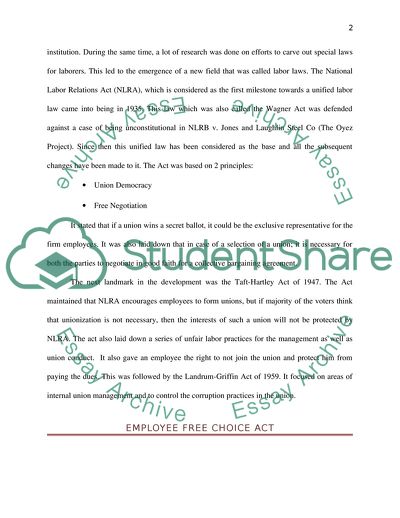 The Employee Free Choice Act