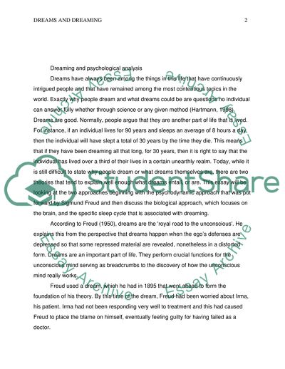 The Psychodynamic Approach to Dreaming