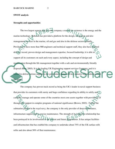 Strengths and Opportunities of Babcock Marine Ltd