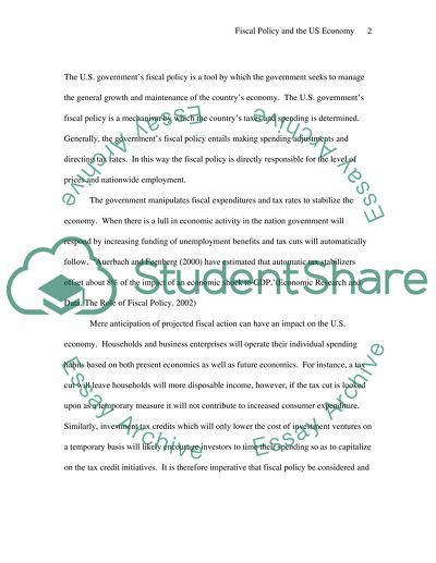 Fiscal Policy And The US Economy Essay Example | Topics And Well ...