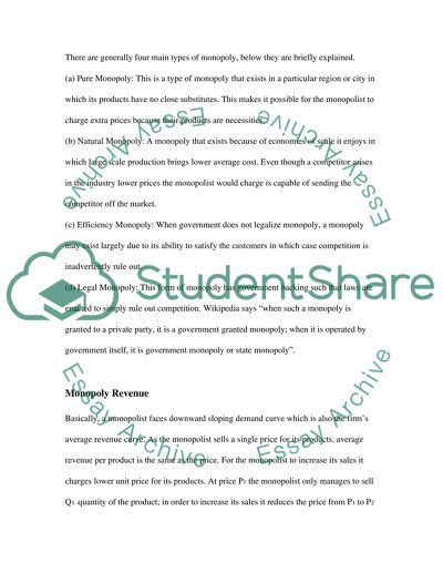 Monopolies in Contemporary Market