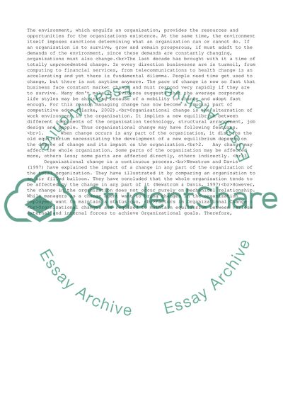 Managing Change in Contemporary Organization