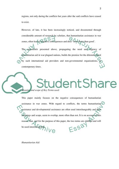 Humanitarian Assistance in War Zones