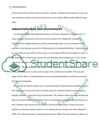Effect of Industrialization on the Environment