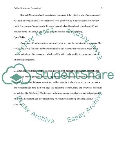 Online Restaurant Promotions