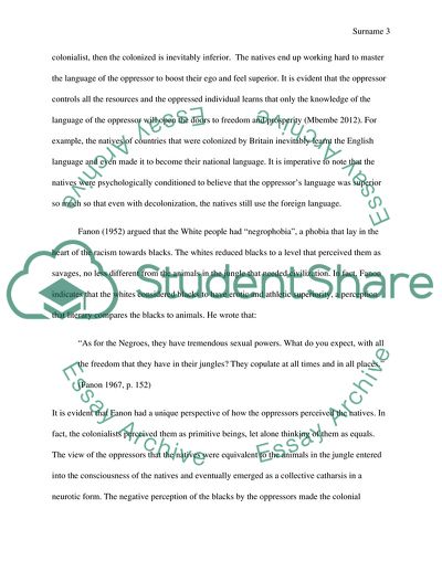 The Originality of Frantz Fanons Diagnosis of Colonial Subjects