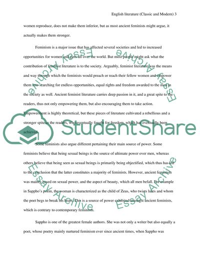 English Literature - Ancient vs Modern