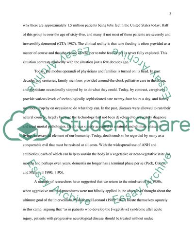 The Use of Artificial Nutrition and Hydration in Terminally Ill Patients