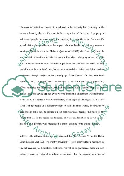 The Recognition of the Right of Property