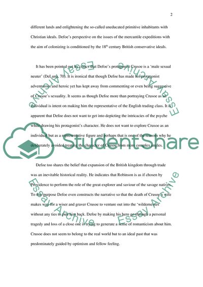 Crusoe as a Reflection of Defoes Beliefs