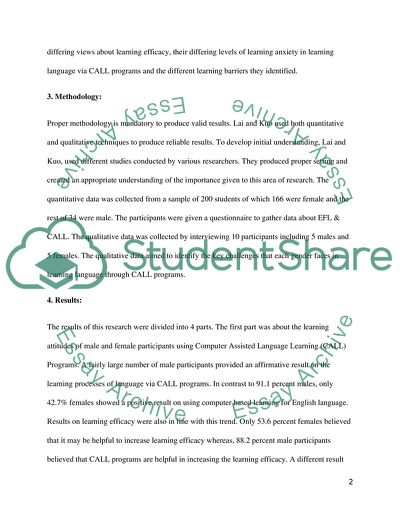 Gender Difference in CALL Programs for English as a Second Language Acquisition