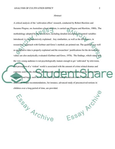 Some Processes in the Cultivation Effect