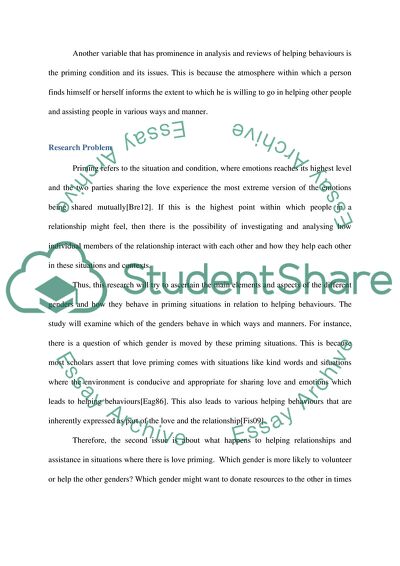 Priming Love on Helping Behaviours and Genders