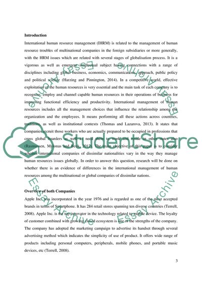 International Human Resource Management - Apple and FCA