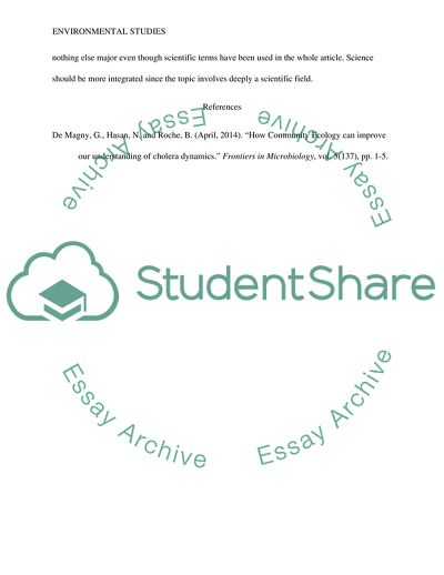 How Community Ecology Can Improve Our Understanding of Cholera Dynamics