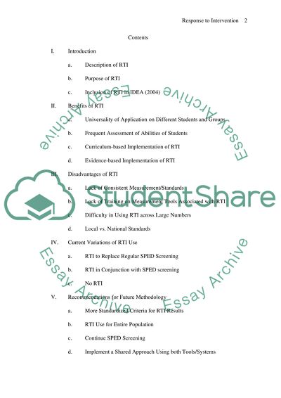 Response to Intervention Instead of Special Education Screening